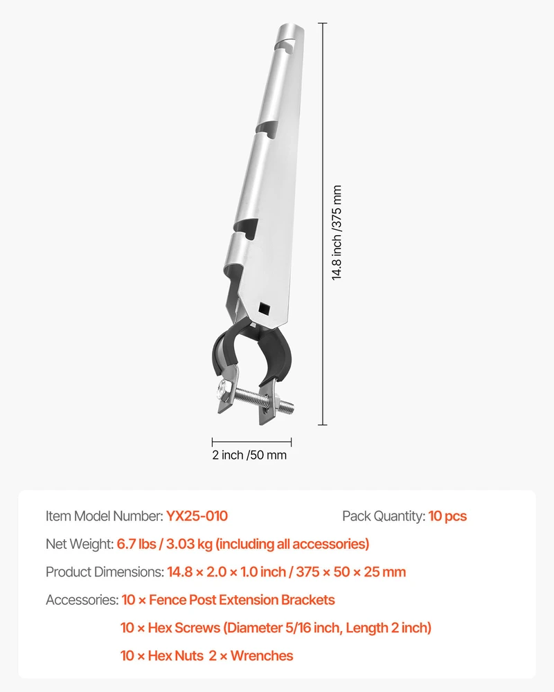 VEVOR 10 vnt. 37,5 cm spygliuotos vielos laikikliai tvorai