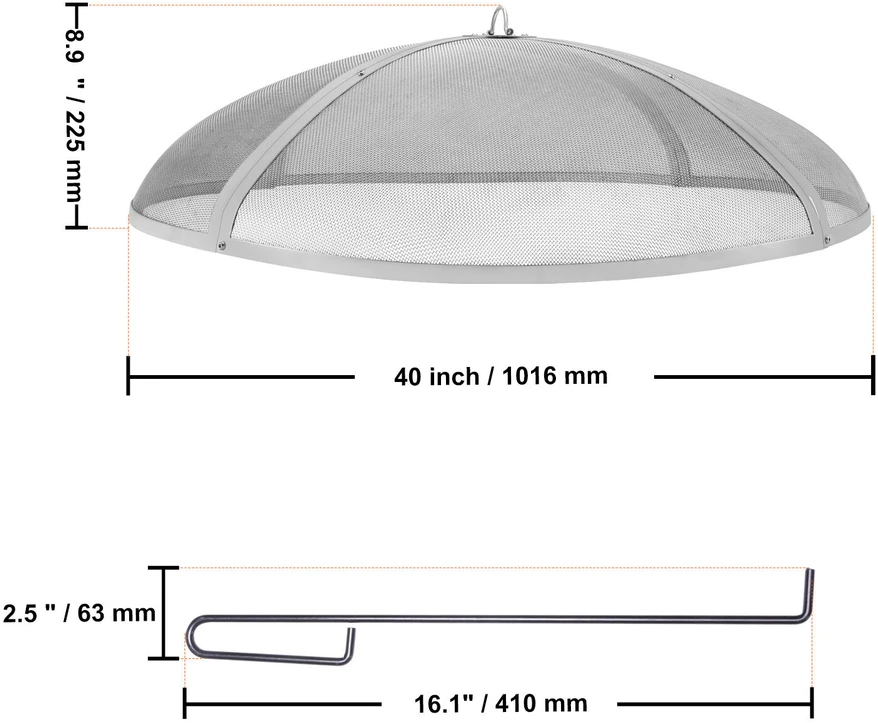 VEVOR Kibirkščių ekranas laužavietėms, apvalus 101,6 cm