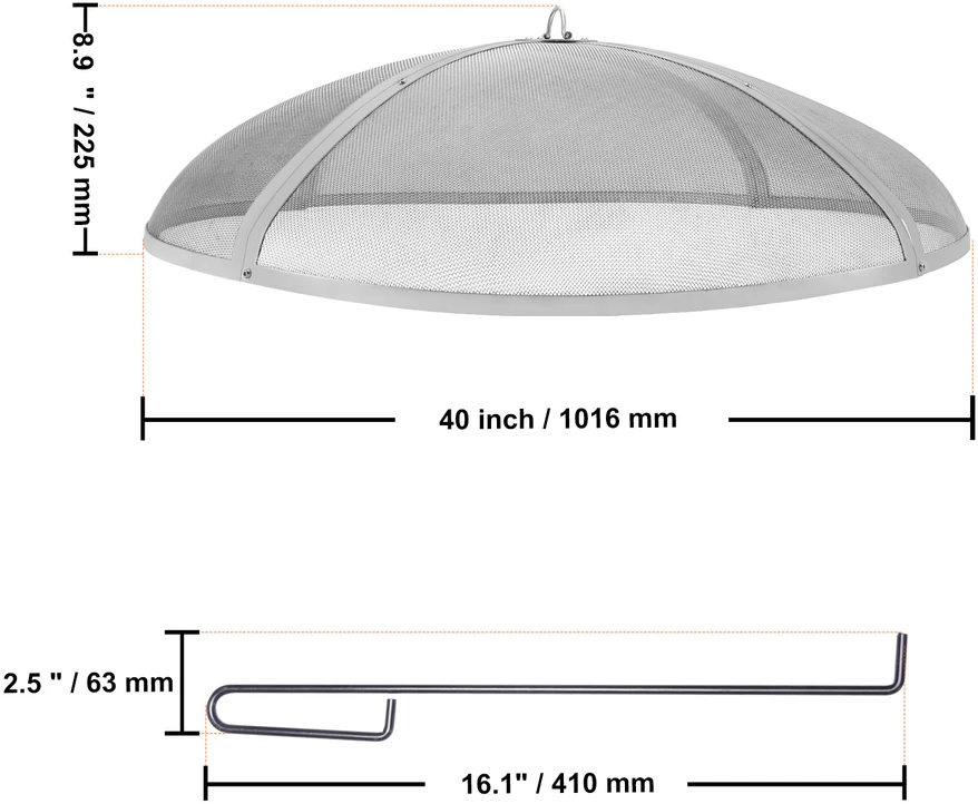 VEVOR Kibirkščių ekranas laužavietėms, apvalus 101,6 cm