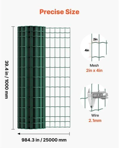 VEVOR Ūkinė tvora, 1 x 25 m, 50 x 100 mm tinklelis