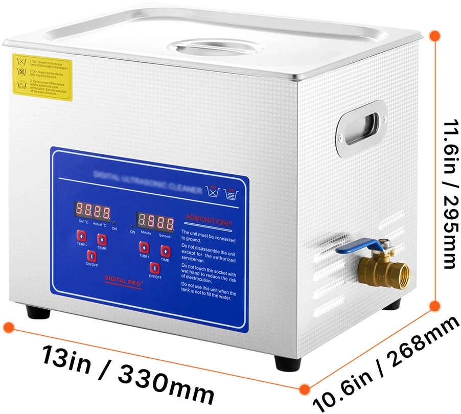 VEVOR 10 l ultragarsinis valymo aparatas nerūdijantis plienas