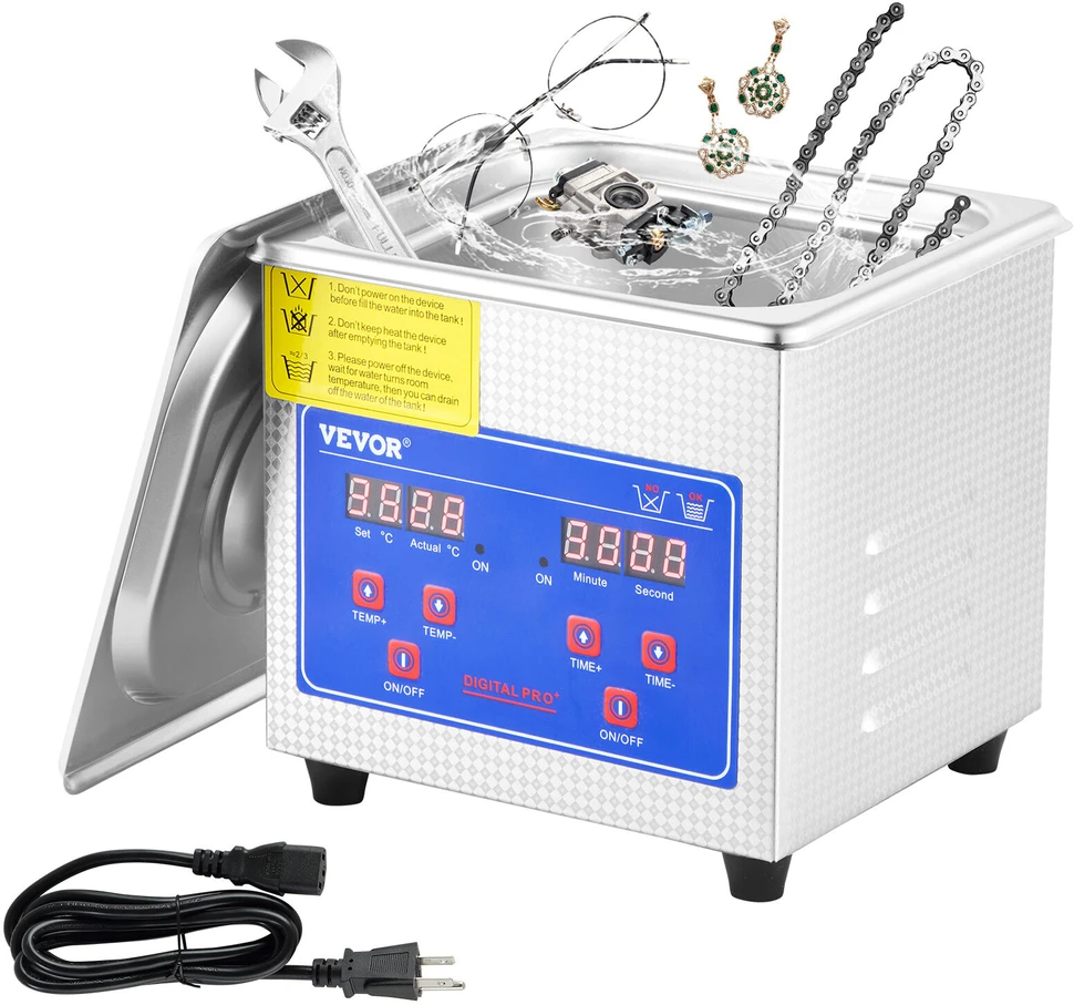 VEVOR 1,3 l ultragarso valymo įrenginys iš nerūdijančio plieno