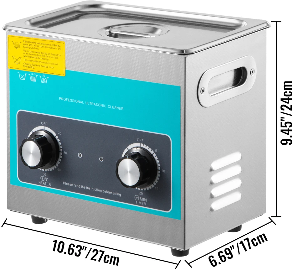 VEVOR Ultragarsinis valiklis su rankenėle, 3L, 40kHz