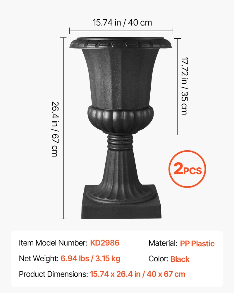 VEVOR Plastikiniai ąsočio vazonai 40 x 67 cm, 2 vnt