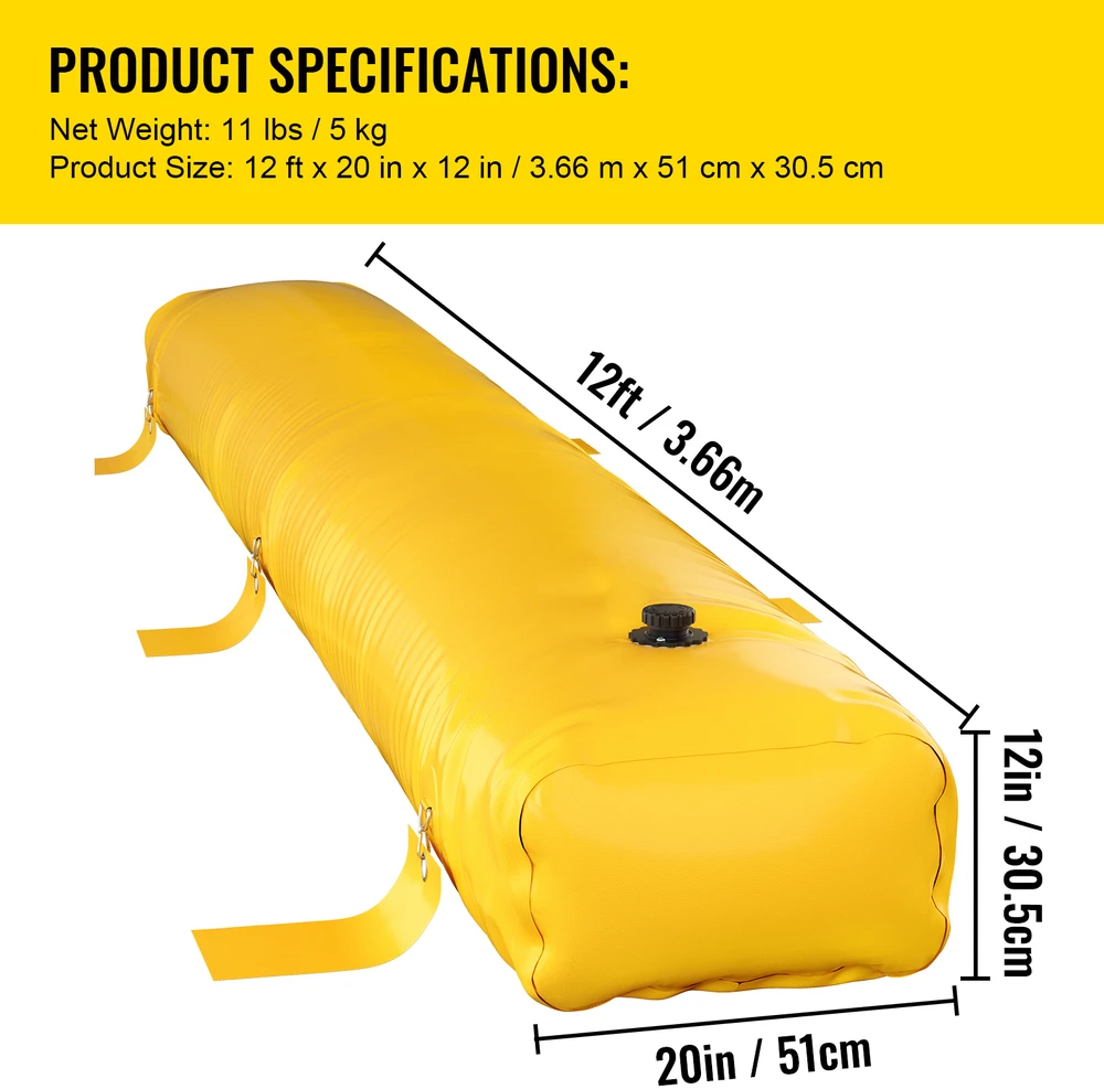 VEVOR Potvynių barjeras PVC, 3,66 m x 30,5 cm