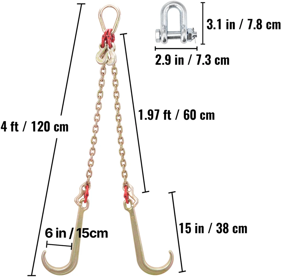 VEVOR v tipo grandinė 8 mm, 0,6 m, 4,2 t
