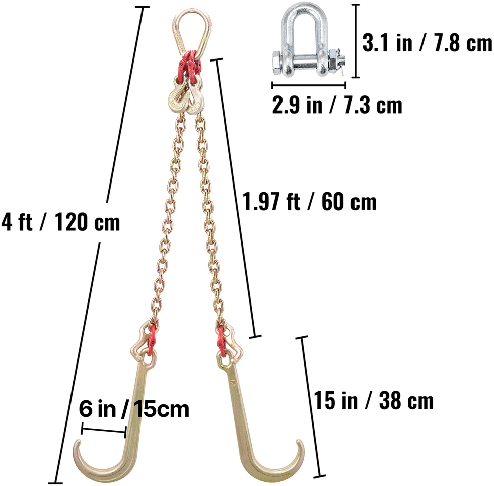 VEVOR v tipo grandinė 8 mm, 0,6 m, 4,2 t