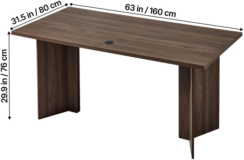 VEVOR modernus 160 cm vykdomasis stalas su kabelių anga