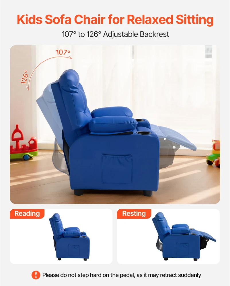 VEVOR Vaikiška recliner sofa su puodelių laikikliais