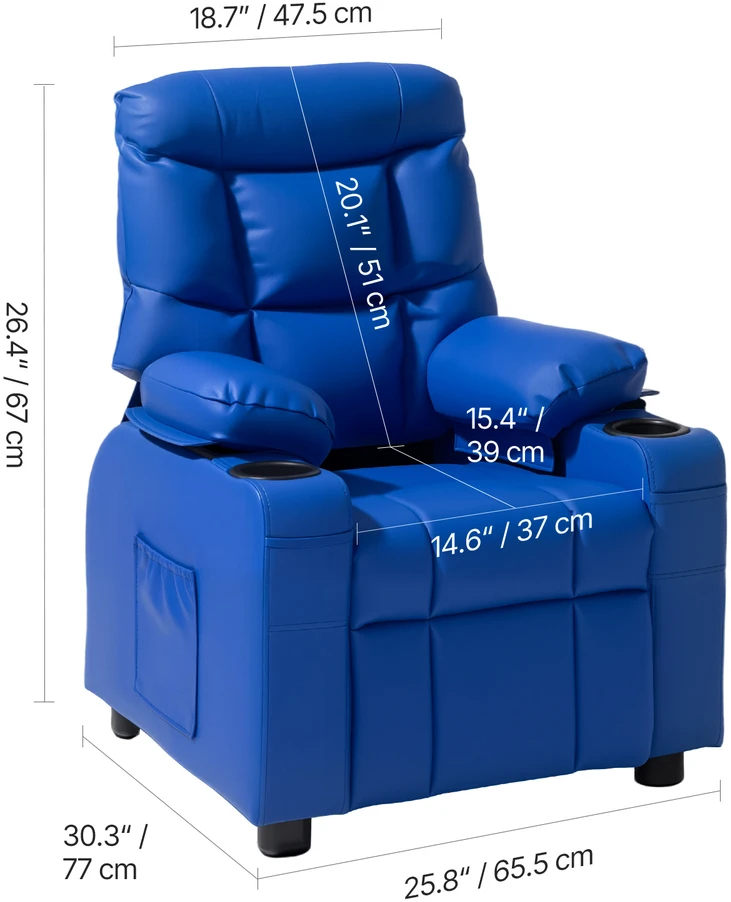 VEVOR Vaikiška recliner sofa su puodelių laikikliais