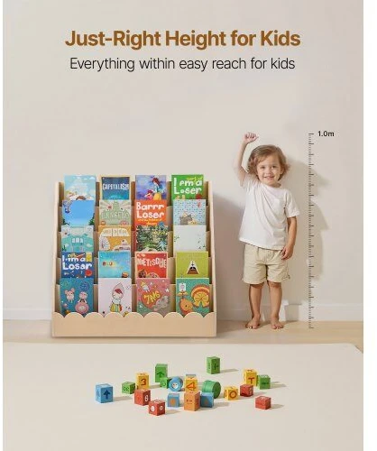 VEVOR Vaikiška montessori knygų lentyna, 5 aukštų