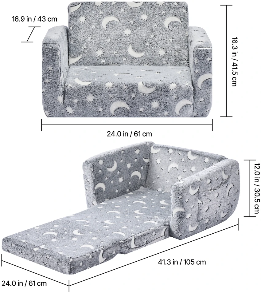 VEVOR 2-in-1 vaikų sofa-lova su porankiais
