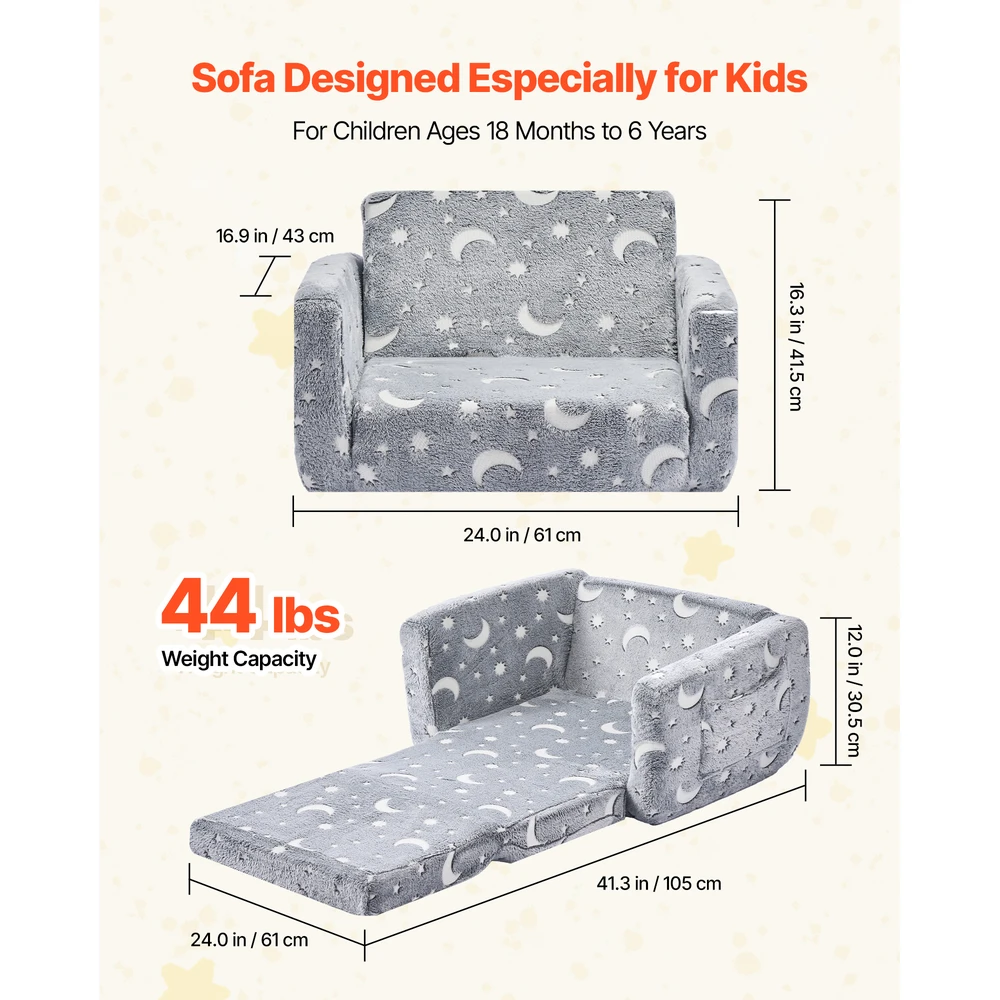 VEVOR 2-in-1 vaikų sofa-lova su porankiais