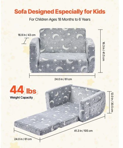 VEVOR 2-in-1 vaikų sofa-lova su porankiais