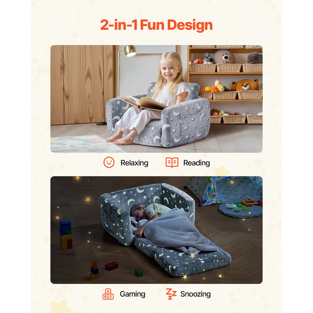 VEVOR 2-in-1 vaikų sofa-lova su porankiais