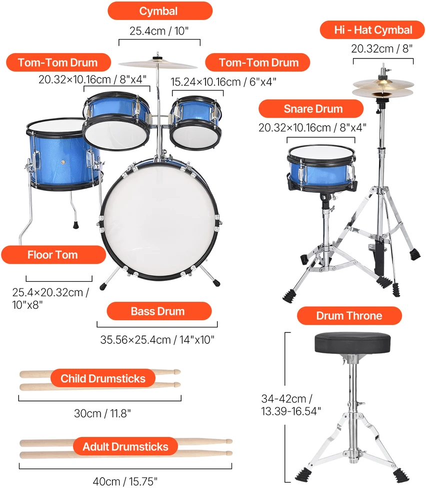 VEVOR Vaikiška 5 dalių mušamųjų instrumentų rinkinys
