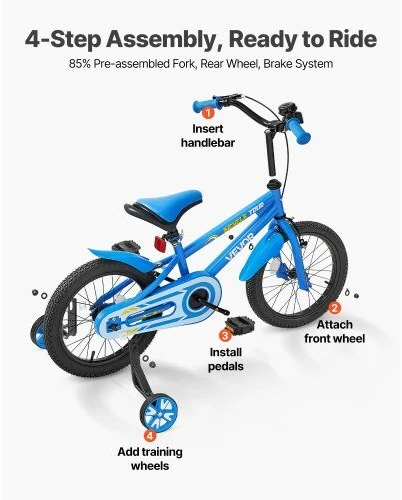 VEVOR Vaikiškas 35,56 cm BMX dviratis 3-6 metų vaikams
