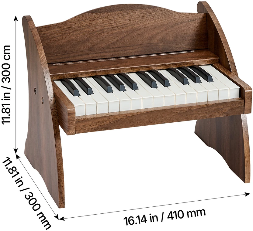 VEVOR Vaikiška medinė pianino klaviatūra, edukacinis muzikinis žaislas, 25 klavišai riešutmedžio, vaikiškas medinis pianinas, mini skaitmeninis pianinas vaikams