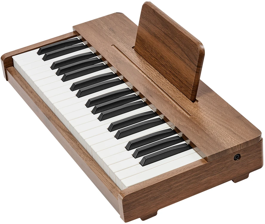 VEVOR Vaikiška pianino klaviatūra, medinis 37 klavišų skaitmeninis pianinas mažiems vaikams, reguliuojamas garsumas, dvigubas maitinimas, riešutmedžio apdaila