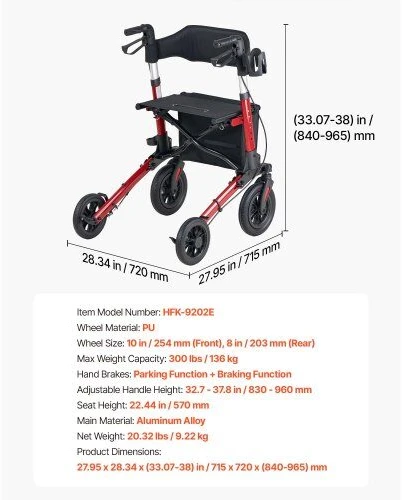 VEVOR Sulankstomas vaikštynė su sėdyne senjorams