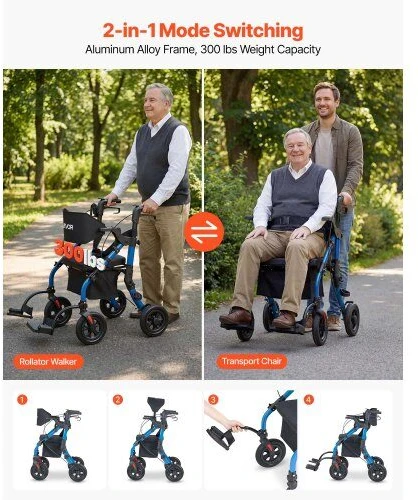 VEVOR 2-in-1 vaikštynė ir transporto kėdė senjorams