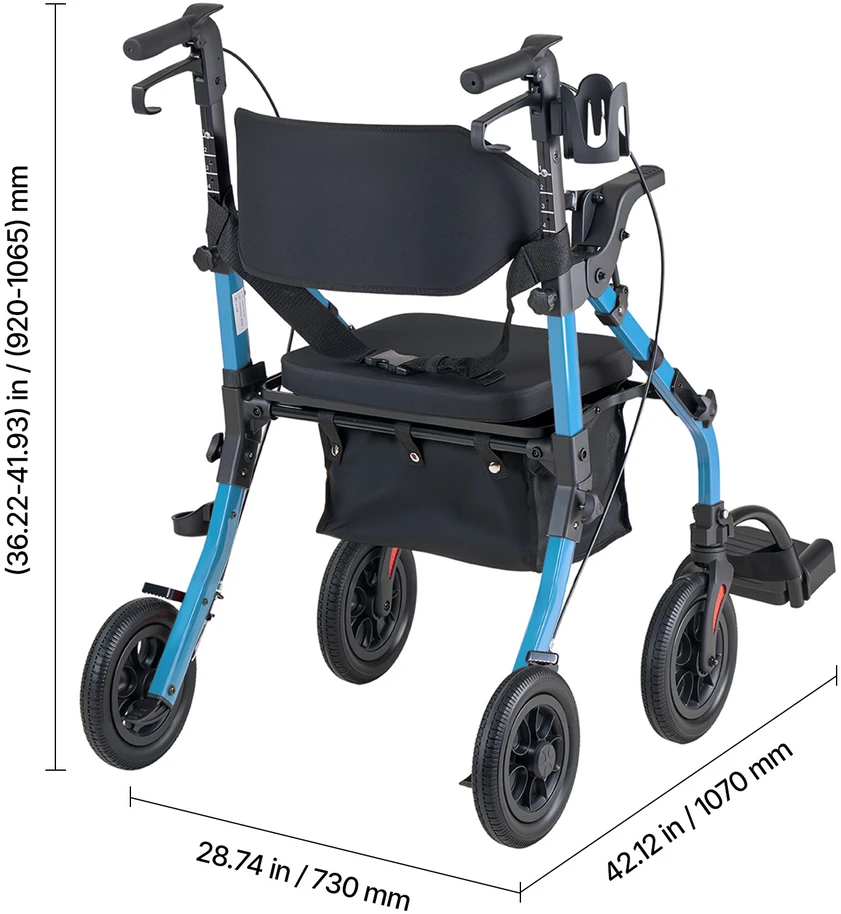 VEVOR 2-in-1 vaikštynė ir transporto kėdė senjorams