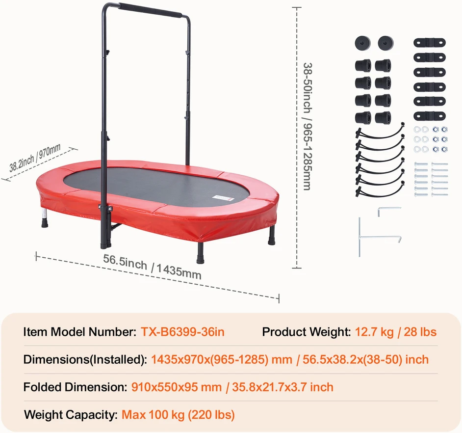 VEVOR 143 cm vaikų batutas sulankstomas
