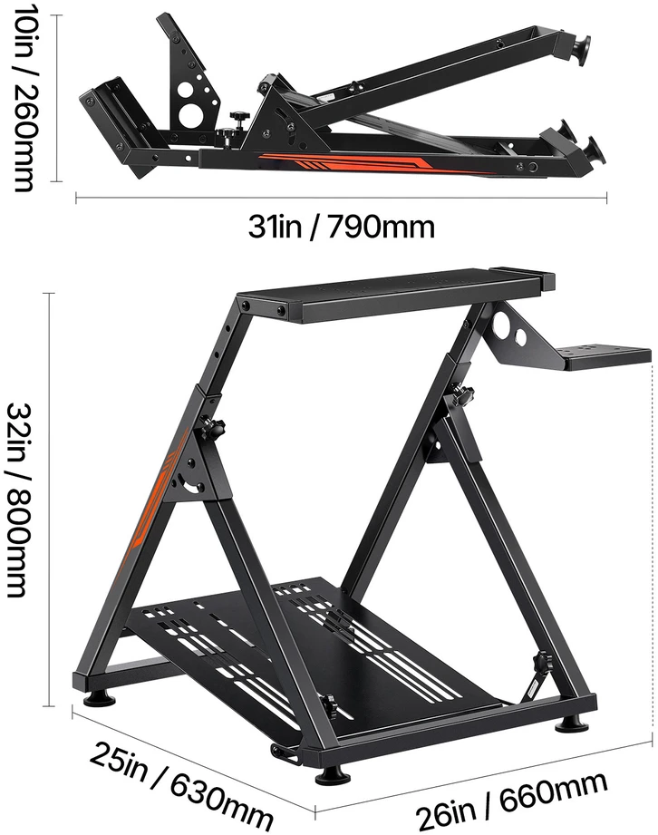 VEVOR Sulankstomas lenktynių vairaračio stovas Logitech G923 G920 G29 G27