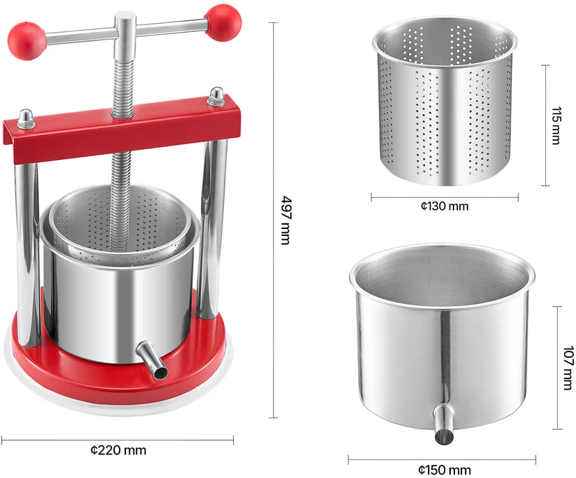 Sulčiaspaudė VEVOR Rankinė vaisių vyno spaudyklė 1.65L