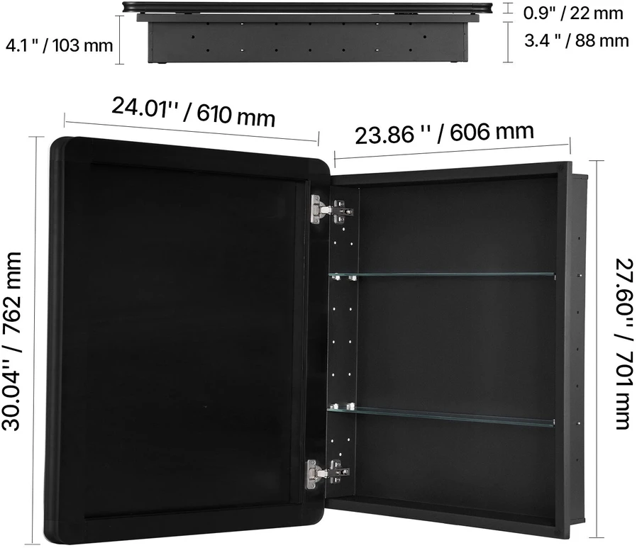 VEVOR Veidrodinė vaistinėlė 61 cm x 76 cm