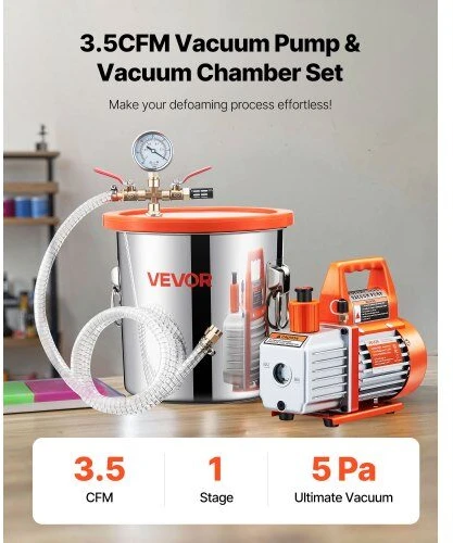 VEVOR 110 l/min vakuuminis siurblys su 11,36 l plienine kamera