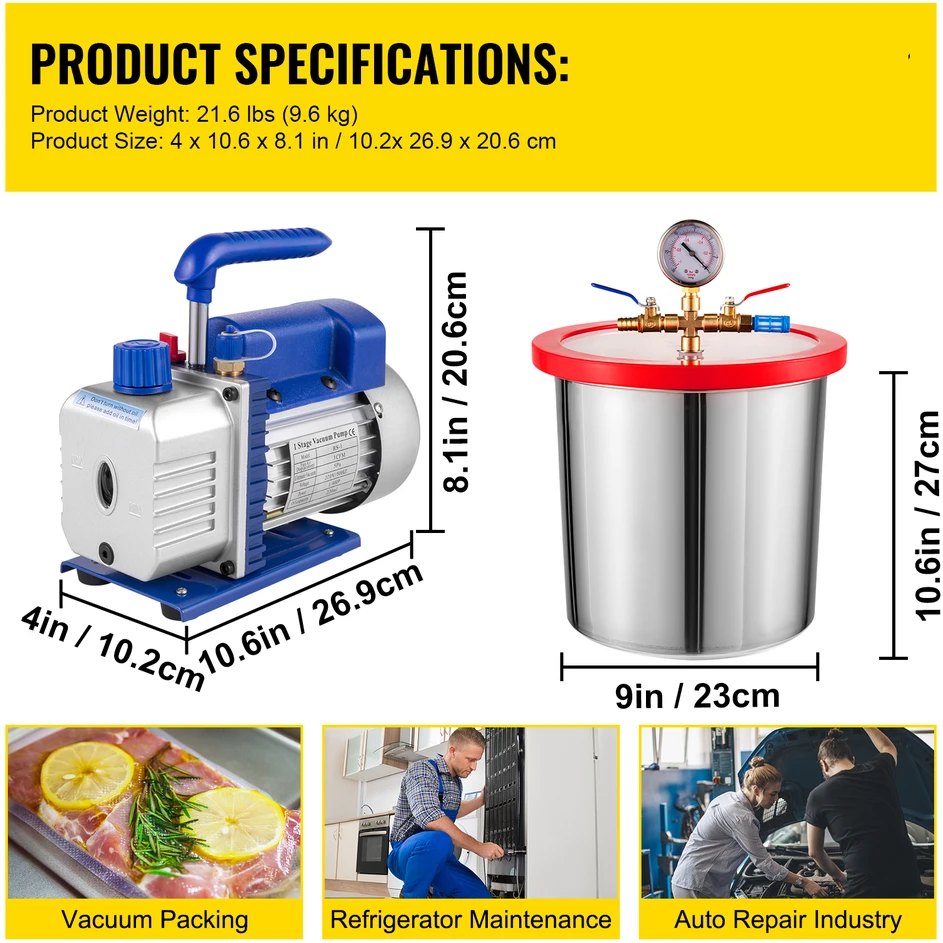 VEVOR 1/4 Hp vakuuminis siurblys ir kamera