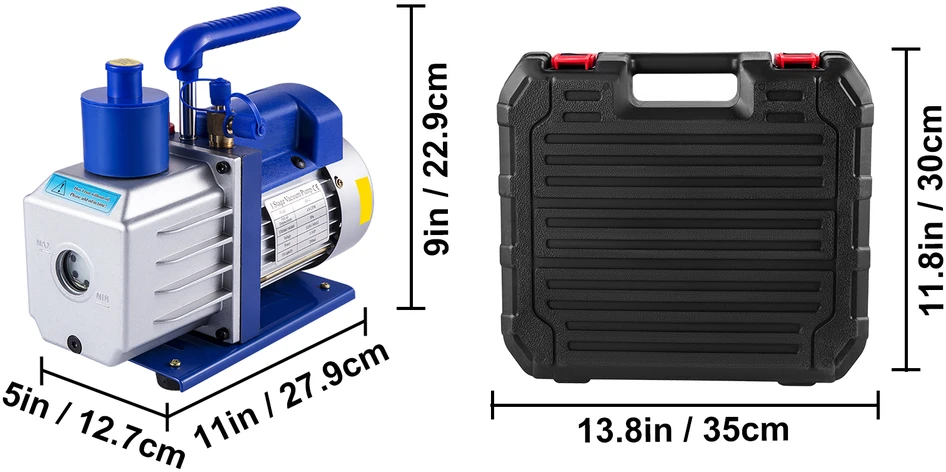VEVOR 4.8 CFM vakuumo siurblys šaldymo sistemai su manometru