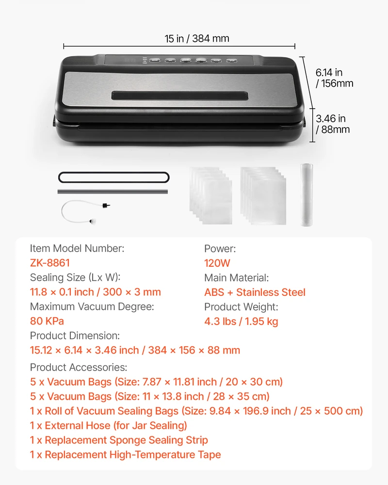 VEVOR Vakuumatorius ZK-8861 120W