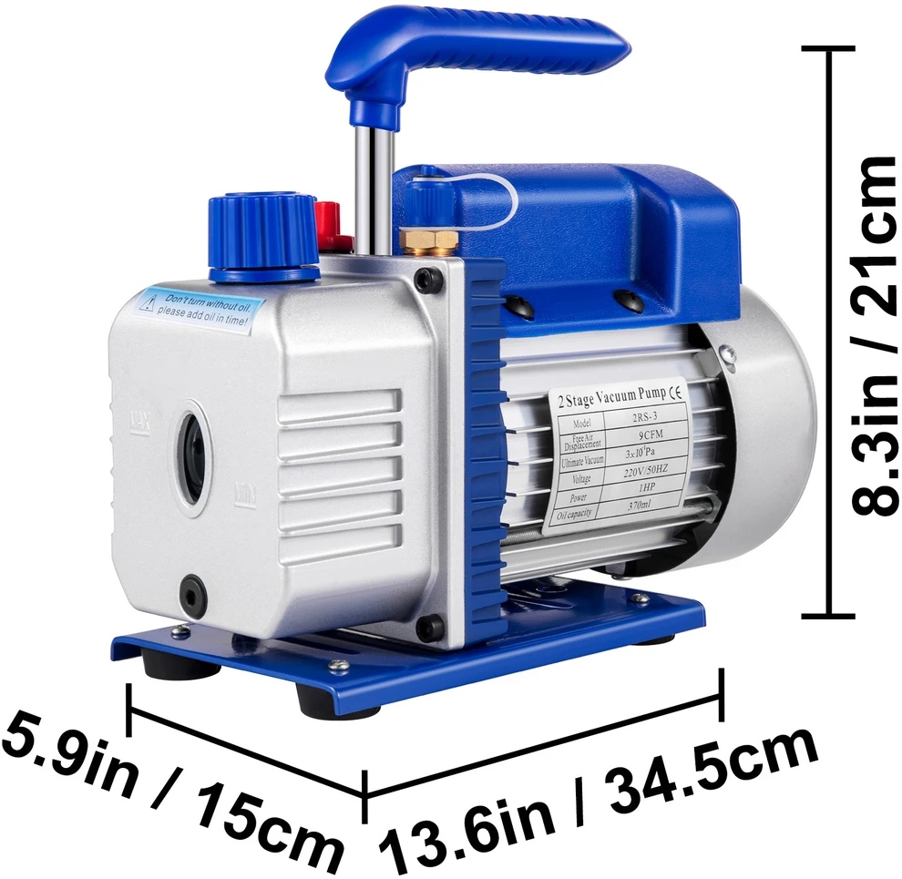 VEVOR Dviejų pakopų oro vakuumo pompa 9 CFM 220V