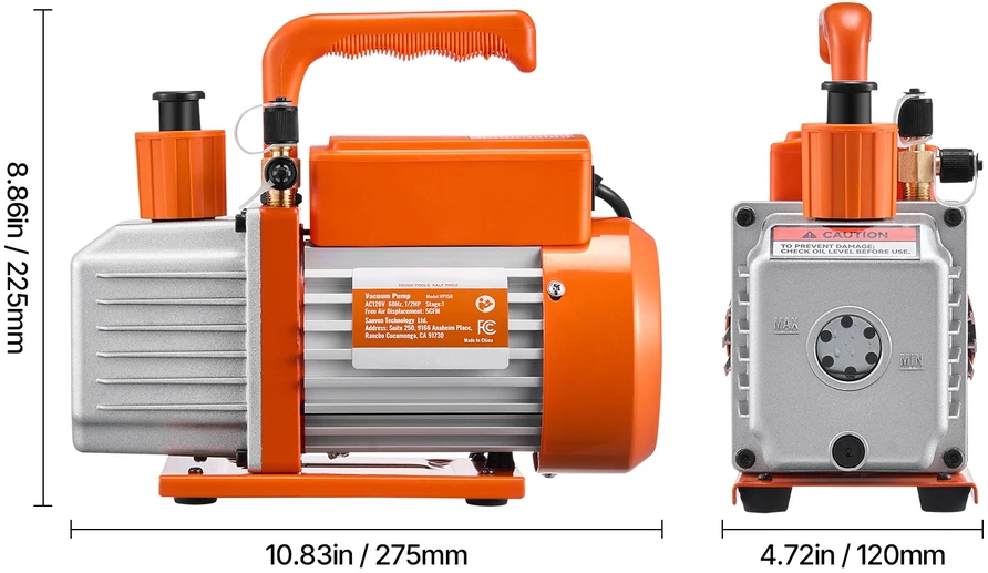 VEVOR 5 CFM vienpakopis rotacinis vakuuminis siurblys