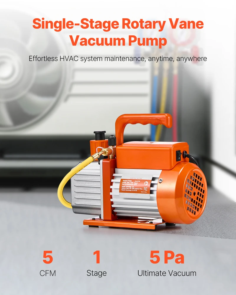 VEVOR 5 CFM vienpakopis rotacinis vakuuminis siurblys