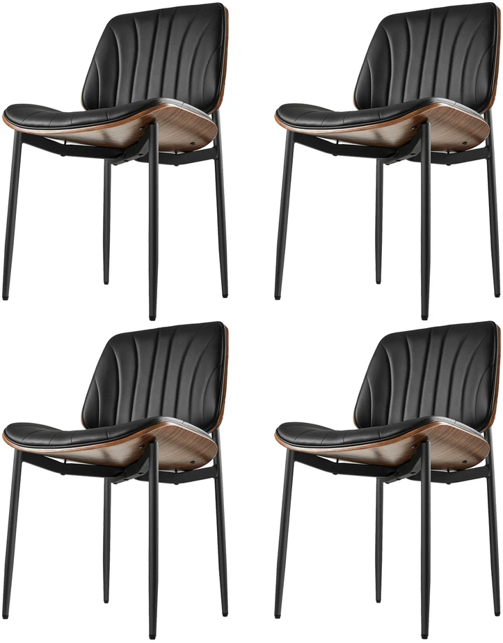 Sofa VEVOR Modernios juodos valgomojo kėdės (4 vnt.)