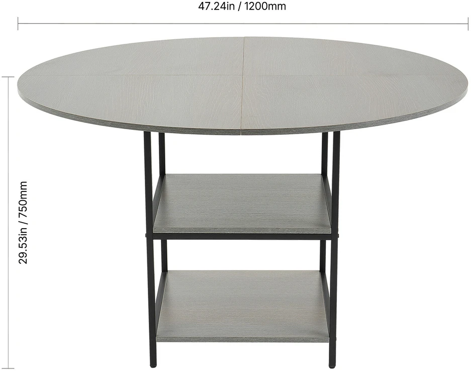 VEVOR 120 cm apvalus medinis valgomojo stalas