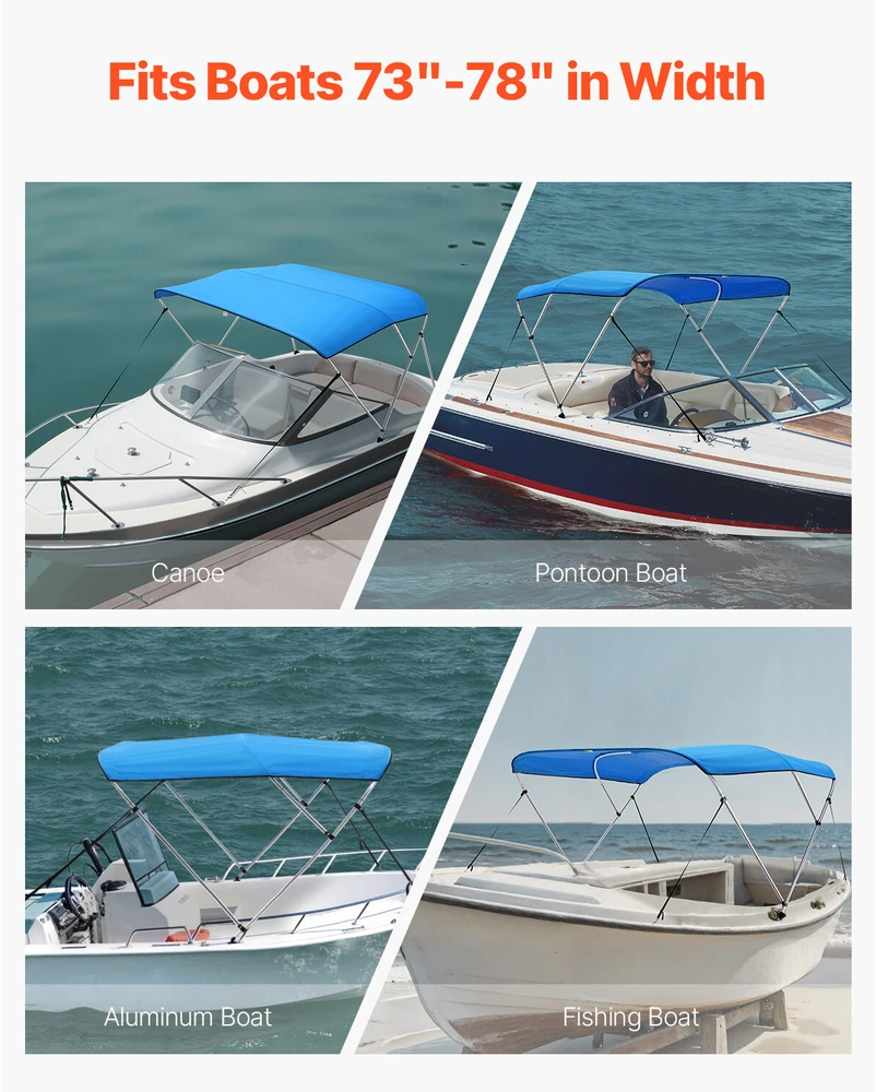 VEVOR 3 lankų bimini laivo tentas mėlynas