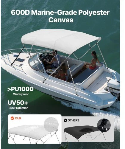 VEVOR Keturburis bimini viršus valtims 244 cm šviesiai pilkas