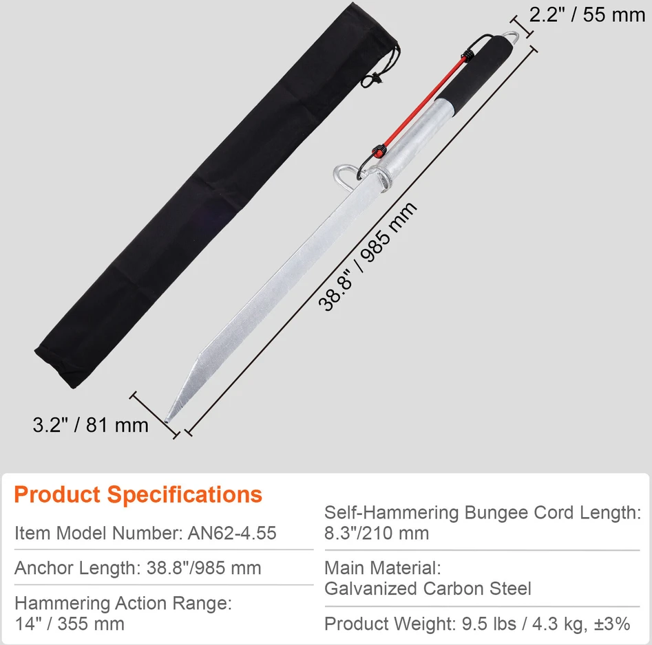 VEVOR Smėlio smaigalio valtis 91 cm inkaras