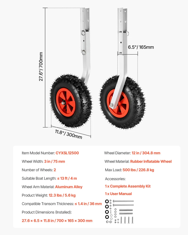 VEVOR Valties įvedimo ratai, 226.8kg apkrova