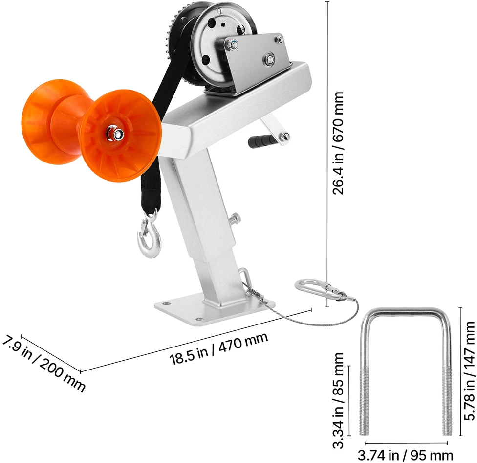 VEVOR Laivų priekabos gervės laikiklis su ritiniu 544 kg