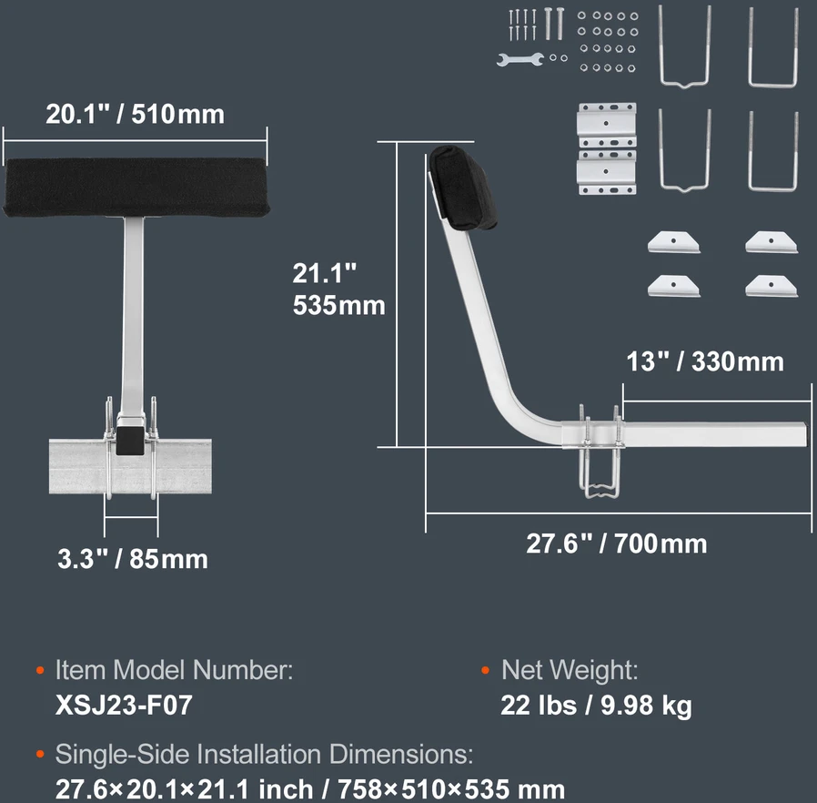 VEVOR Valties priekabos gidas 70 cm reguliuojamas