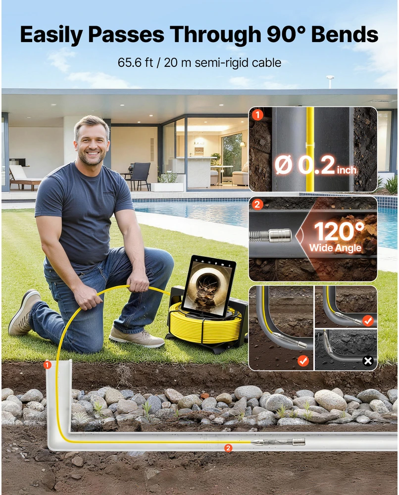 VEVOR Nauja nuotolinė kanalizacijos kamera su WiFi