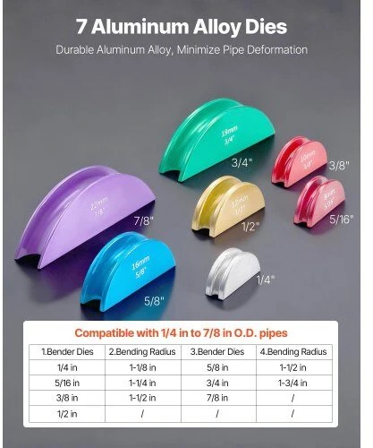 VEVOR Vamzdžių lenkimo įrankių rinkinys 6–22 mm