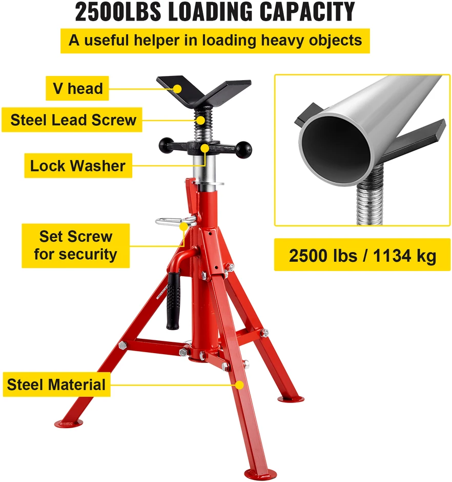 VEVOR V tipo vamzdžių stovas 1/8"-12", reguliuojamas aukštis