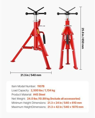 VEVOR V tipo vamzdžių stovas 1/8"-12", reguliuojamas aukštis