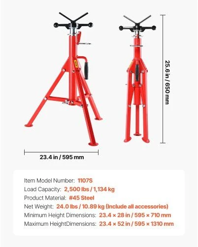 VEVOR V formos vamzdžio stovas 0.3-30.5 cm, reguliuojamas aukštis 71.1-132.1 cm